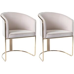 Lot de 2 chaises avec accoudoirs en velours et metal - Creme et dore - JOSETHE de Pascal MORABITO