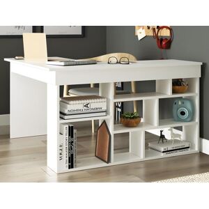 Vente unique Bureau dangle avec rangements Coloris Blanc LILEUL