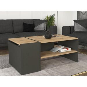 Vente-unique Table basse avec rangements - Anthracite et naturel - VELKAN