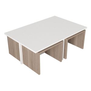Vente-unique Tables basses gigognes - Blanc et naturel - LUDOVA