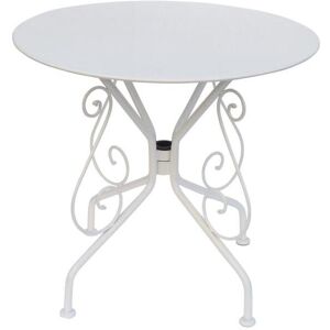 Table de jardin D.80 cm en metal facon fer forge - Blanc - GUERMANTES de MYLIA