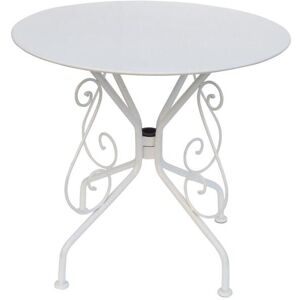 MYLIA Table de jardin D.80 cm en métal façon fer forgé - Blanc - GUERMANTES de MYLIA