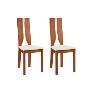 Vente-unique Lot de 2 chaises SILVIA - Hêtre massif - Merisier et blanc