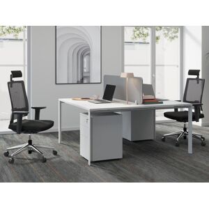 Vente uniquecom Bureau bench 2 personnes Blanc L120 cm Avec separateur DOWNTOWN