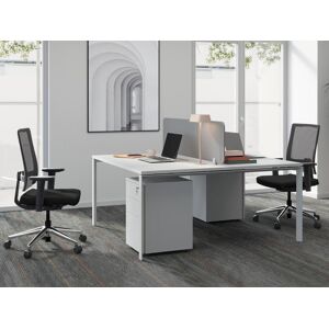 Vente-unique.com Bureau bench 2 personnes - Blanc - L160 cm - Avec separateur - DOWNTOWN