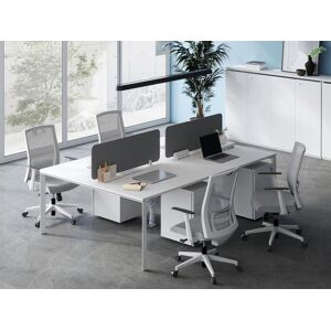 Workea Bureau bench 4 personnes Blanc L140 cm Avec separateurs DOWNTOWN