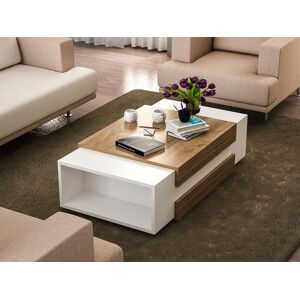 Vente unique Table basse avec 2 niches Naturel et blanc BASENA II