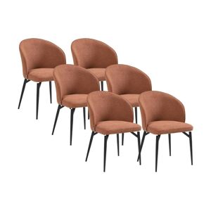Vente-unique Lot de 6 chaises en tissu et métal - Terracotta - GILONA