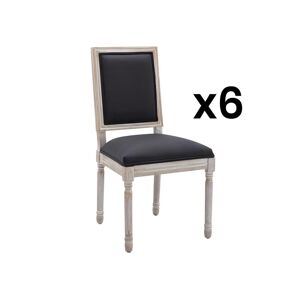 Vente unique Lot de 6 chaises en tissu et bois dhevea Noir AMBOISETTE