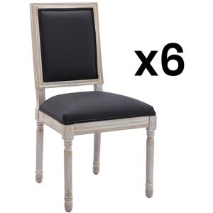 Vente-unique Lot de 6 chaises en tissu et bois d'hévéa - Noir - AMBOISETTE - Publicité