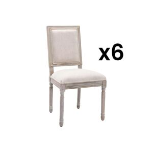 Vente-unique Lot de 6 chaises en tissu et bois d'hevea - Beige - AMBOISETTE