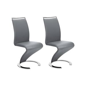 Vente-unique Lot de 2 chaises TWIZY - Simili gris