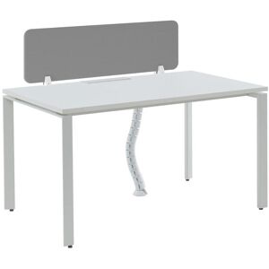 Workēa Bureau professionnel 1 personne - Blanc - L120 cm - Avec séparateur - DOWNTOWN