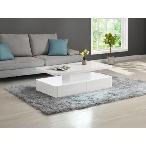 Vente unique Table basse 2 tiroirs avec LEDs en MDF Blanc laque ALYSON