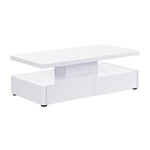 Vente-unique Table basse 2 tiroirs avec LEDs en MDF - Blanc laque - ALYSON