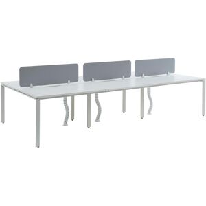 Vente uniquecom Bureau bench 6 personnes Blanc L120 cm Avec separateurs DOWNTOWN