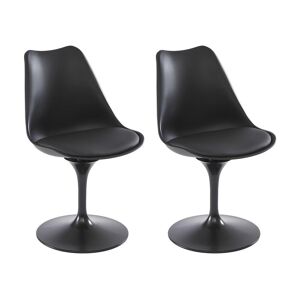 Vente unique Lot de 2 chaises en polypropylene simili et metal Noir XAFY