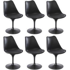 Vente-unique Lot de 6 chaises en polypropylène, simili et métal - Noir - XAFY