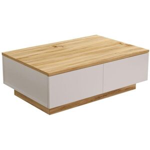 Tables basses sena carree aven tiroir rangement en metal en couleur chene blanc. 90x32x60cm