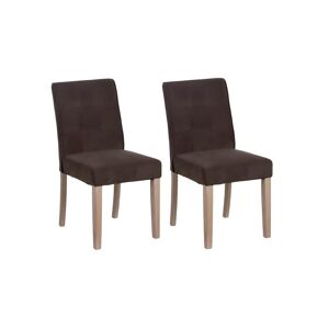 Altobuy BASSY - Lot de 2 Chaises Capitonnées Marron et Pieds Bois