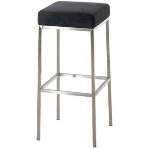 Tabouret de bar rembourré revêtement tissu gris foncé avec repose-pieds acier inoxydable hauteur de l'assise 85 cm 10_0000042