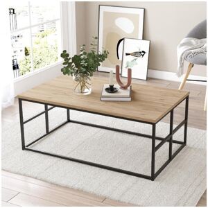 Pegane Table basse de salon avec plateau en melamine naturel et armature en metal - Longueur 100 x Profondeur 60 x Hauteur 40 cm