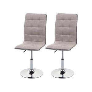 Lot de 2 chaises à manger cuisine réglable en hauteur en tissu gris crème design chic et élégant 04_0000350