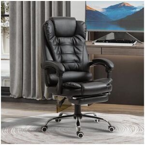 Homcom Fauteuil de bureau fauteuil manager grand confort reglable dossier inclinable repose-pied revetement synthetique noir