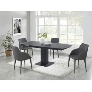 Table a manger extensible 4 a 8 couverts en ceramique verre trempe metal et MDF Effet marbre noir TALOZA de Maison Cephy