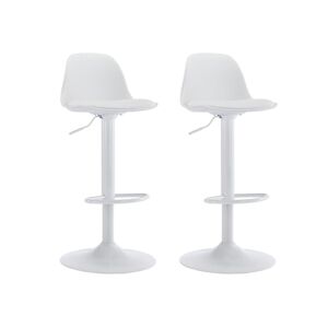 Vente-unique Lot de 2 tabourets de bar en polypropylène et métal - Blanc - XAFY