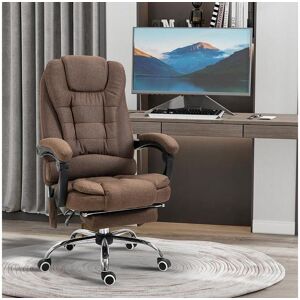 Vinsetto Fauteuil de bureau direction massant chauffant hauteur reglable dossier inclinable tissu aspect lin marron