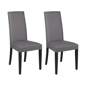 Vente-unique Lot de 2 chaises TACOMA - Simili gris & pieds noirs