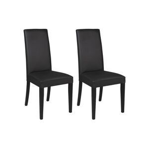 Vente-unique Lot de 2 chaises TACOMA - Simili noir & pieds noirs