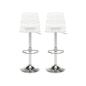 Vente unique Lot de 2 Tabourets de bar CLARK Polypropylene Blanc dolomite