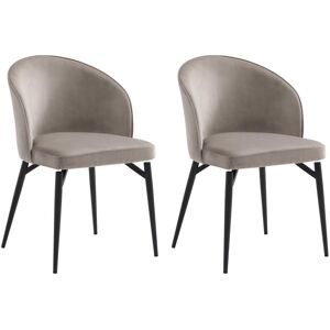 Maison Céphy Lot de 2 chaises en velours et métal noir - Beige - GILONA de Maison Céphy