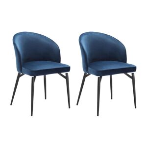 Maison Céphy Lot de 2 chaises en velours et métal noir - Bleu - GILONA de Maison Céphy