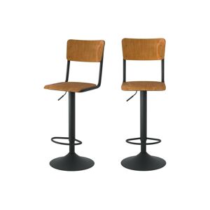 Rendez Vous Deco Chaise de bar Clem en bois fonce reglable 6080 cm lot de 2