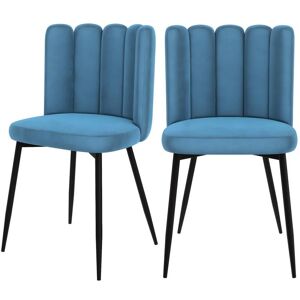 Rendez-Vous Déco Chaise Rosy en velours bleu (lot de 2)