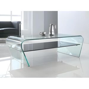 Vente-unique Table basse - Verre trempé - Tablette noire laquée - KELLY