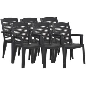 Pegane Lot de 6 chaises de jardin empilables en résine coloris Gris - Longueur 59 x Profondeur 60 x Hauteur 87 cm