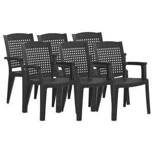 Pegane Lot de 6 chaises de jardin empilables en résine coloris Gris - Longueur 59 x Profondeur 60 x Hauteur 87 cm