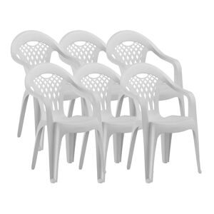 Pegane Lot de 6 chaises de jardin empilables en résine coloris Blanc - Longueur 58 x Profondeur 54 x Hauteur 86 cm
