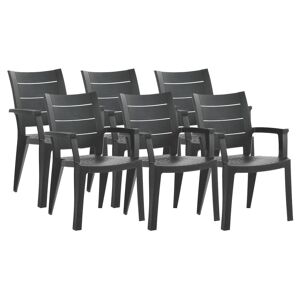 Pegane Lot de 6 chaises de jardin empilables en résine coloris Gris - Longueur 59 x Profondeur 60 x Hauteur 90 cm