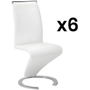 Vente-unique Lot de 6 chaises TWIZY - Simili Blanc