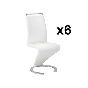 Vente-unique Lot de 6 chaises TWIZY - Simili Blanc - Publicité