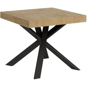 ITAMOBY Table extensible 90x90/194 cm Clerk dessus Chene Nature pieds Anthracite