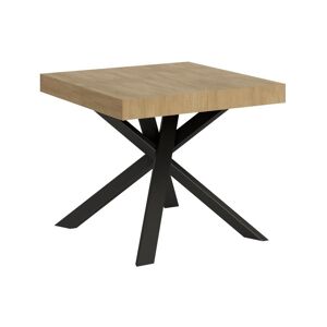 ITAMOBY Table extensible 90x90/194 cm Clerk dessus Chene Nature pieds Anthracite