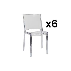 Vente-unique Lot de 6 chaises empilables HELLY - Polycarbonate plein - Cristal