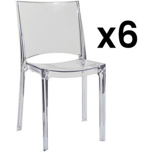 Vente-unique Lot de 6 chaises empilables HELLY - Polycarbonate plein - Cristal