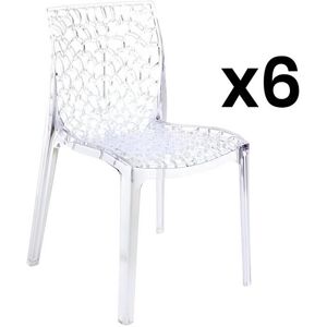 Vente-unique Lot de 6 chaises empilables DIADEME - Polycarbonate plein - Cristal